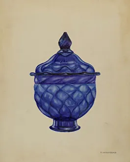 Glasswork Prints: Sugar Bowl with Cover, c. 1936. Creator: A. Zaidenberg