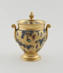 Chinoiserie Prints: Sugar Bowl, Paris, c. 1820. Creator: Denuelle Porcelain Manufactory