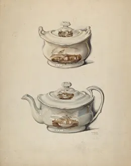 Frances Lichten Prints: Sugar Bowl and Teapot, c. 1936. Creator: Frances Lichten