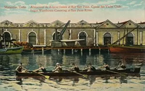 Sugar Cane Collection: Sugar Warehouse Canoeing, San Juan River, Matanzas, Cuba, c1920s
