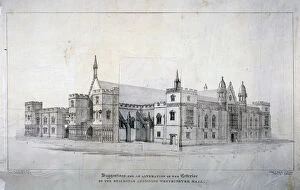 Jd Harding Collection: Suggestions for alterations to the buildings adjoining Westminster Hall, London, c1825