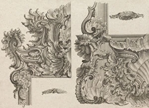 Window Frame Gallery: Suggestions for the Decoration of Frames, Plate 3 from Außzierungen zu Thü... Printed ca. 1750-56