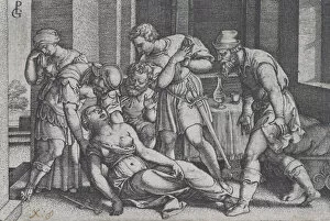 Images Dated 16th August 2021: Suicide of Lucretia, from Scenes from Roman History. Creator: Georg Pencz