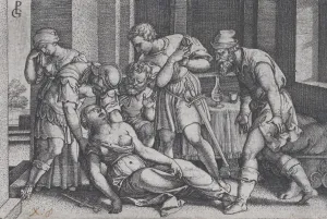 Images Dated 16th August 2021: Suicide of Lucretia, from Scenes from Roman History. Creator: Georg Pencz