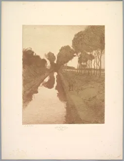 Suite de Paysages: Landscape, Plate 3, Remarque, Bat, 1892-1893. Creator: Charles Marie Dulac
