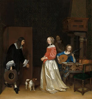 The Suitor's Visit, c. 1658. Creator: Gerard Terborch II