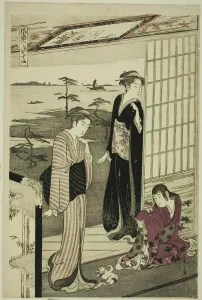 Suma, from the series A Fashionable Parody of the Tale of Genji, c1789/94. Creator: Hosoda Eishi. Suma, from the series A Fashionable Parody of the Tale of Genji, c1789/94. Creator: Hosoda Eishi