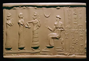 Hieroglyphic Prints: Sumerian cylinder-seal impression depicting a governor being introduced to the king