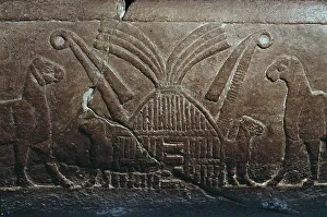 Mesopotamia Prints: Sumerian reed house. Detail of the Uruk Trough, 3300-3000 BC. Creator: Sumerian culture