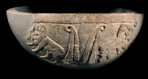 Limestone Prints: Sumerian reed house. Detail of the Uruk Trough, 3300-3000 BC. Creator: Sumerian culture