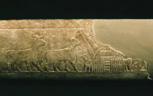 Sumerian reed house. Detail of the Uruk Trough, 3300-3000 BC. Creator: Sumerian culture