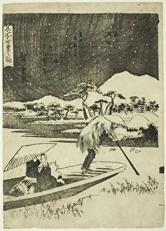 The Sumida River in Winter (Fuyu, Sumidagawa), from the series Views of the Four... early 1840s. Creator: Ando Hiroshige. The Sumida River in Winter (Fuyu, Sumidagawa), from the series Views of the Four... early 1840s