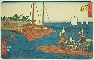 The Sumiyoshi Shrine on Tsukuda Island (Tsukuda Sumiyoshi no yashiro), from the... 1853. Creator: Ando Hiroshige