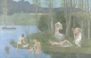 Oil On Fabric Prints: Summer, 1891. Creator: Pierre Puvis de Chavannes (French, 1824-1898)