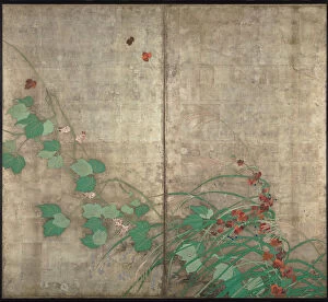 Byobu Gallery: Summer and autumn flower plants. (Part of the pair of two-fold screens)