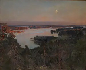 Kalevala Prints: Summer Evening, Haiko Fiord, 1899. Creator: Edelfelt, Albert Gustaf Aristides (1854-1905)