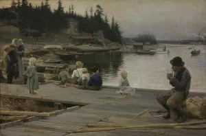 Boatyard Prints: Summer Evening at Hammar's Repair Yard, 1885. Creator: Albert Edelfelt
