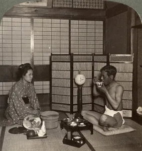 Chugoku Prints: Summer evening meal at a hotel, Hiroshima, Japan, 1904. Artist: Underwood & Underwood