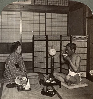 Summer evening meal at a hotel, Hiroshima, Japan, 1904. Artist: Underwood & Underwood