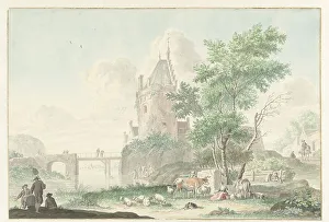 Bathers Prints: Summer landscape with figures and cattle, 1759. Creator: Nicolaas Aartman