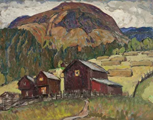 Boberg Anna Katarina Prints: Summer Landscape with Shielings. Study from North Norway. Creator: Anna Katarina Boberg