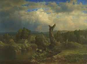 Thunder Prints: Summer Landscape, Thunder Looms, 1856. Creator: Lars Hertervig