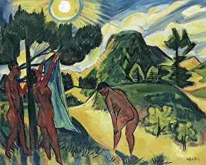 Bather Prints: Summer in Nidden, 1919-1920. Creator: Max Pechstein