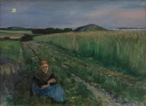 Crop Prints: Summer Night at Sando, 1884. Creator: Eilif Peterssen