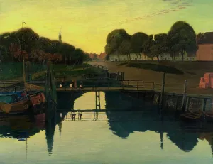 Johan Rohde Prints: Summer night at Tönning, 1893. Creator: Johan Rohde