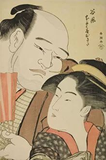 Toshinen Collection: The Sumo Wrestler Tanikaze and the Waitress Okita of the Naniwaya, c. 1794