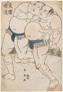 Sports His Prints: Sumo Wrestlers Naritaki and Higashiseki in Action, 1790s