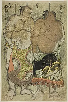 Shunsho Prints: Sumo Wrestlers of the Western Group: (right) Kashiwado Kandayu from Edo