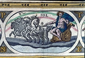 The sun, colored engraving from the book Le Theatre du monde or Nouvel Atlas