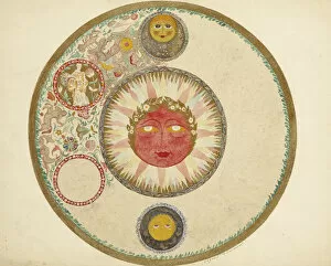 Watercolour And Gold On Paper Gallery: The Sun. Design for a plate