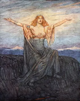 Brunnhilde Prints: Sun, I hail thee! Hail, O light! Hail, O glorious day!, 1924. Artist: Arthur Rackham