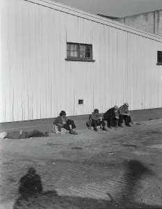 Unemployment Prints: On the sun side of the shed, Transient men
