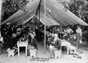 Sunday dinner, Camp McKibbin, Marshall Hall, 1893. Creator: William Cruikshank