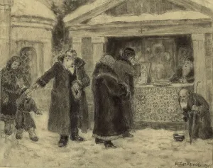 Sunday Best Prints: On Sunday after Mass. Irkutsk, 1904. Creator: Boris Vasilievich Smirnov