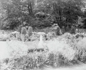 Sun Dial Prints: Sundial in garden, Thomas Estate(?)