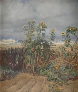 Sunflower Prints: Sunflowers on a Beach, 1893. Creator: Thorvald Niss