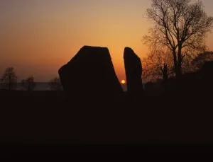 Megalithic Prints: Sunrise on Megalithic Circle, Avebury, Wiltshire, 20th century. Artist: CM Dixon