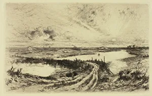 Etchings Prints: Sunrise, The Pond, East Hampton, 1883. Creator: Thomas Moran
