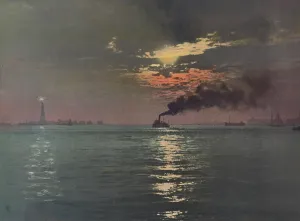 Photochrom Print Prints: Sunset from the Battery, New York, c1901. Creator: Unknown
