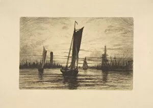 Sunset on the East River, 1879. Creator: Henry Farrer