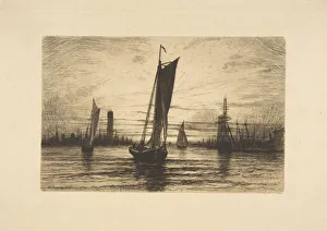 Voyage Collection: Sunset on the East River, 1879. Creator: Henry Farrer