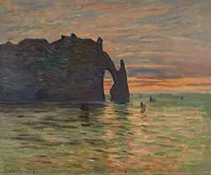 Musee Des Beaux Arts Gallery: Sunset at Etretat, 1883. Creator: Monet, Claude (1840-1926)