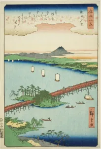 Sunset Glow at Seta (Seta sekisho), from the series Eight Views of Omi (Omi hakkei), 1857. Creator: Ando Hiroshige. Sunset Glow at Seta (Seta sekisho), from the series Eight Views of Omi (Omi hakkei), 1857. Creator: Ando Hiroshige
