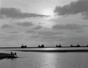 Lake Erie Prints: Sunset across the harbor, Buffalo, N