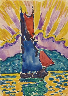Divisionism Gallery: Sunset (L Eventail), c. 1905. Artist: Signac, Paul (1863-1935)