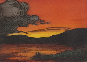 Pitts Prints: Sunset on the Lake, 1907. Creator: Lendall Pitts